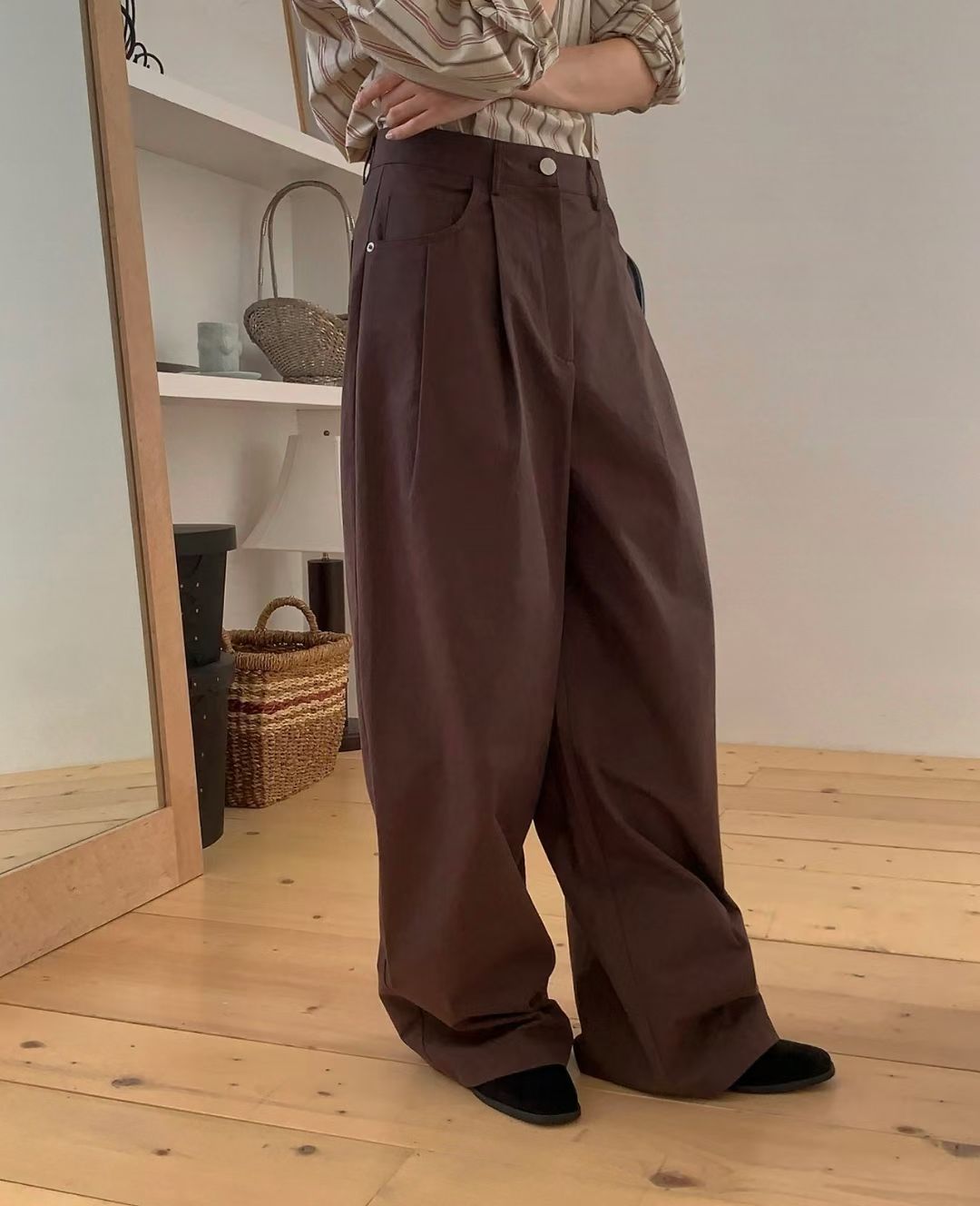Double pleated loosen chino