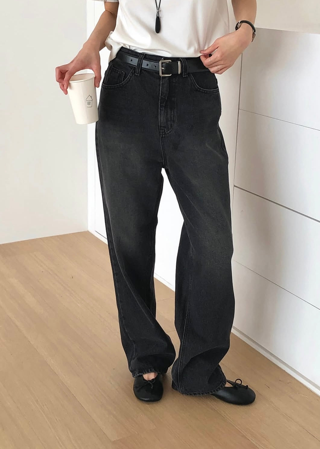 Dark washed straight jeans