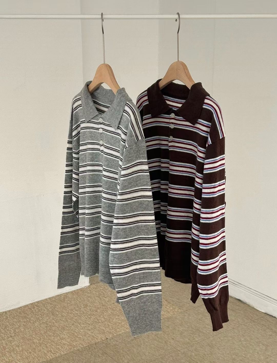 Retro stripes knit polo