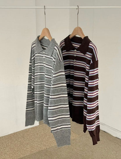 Retro stripes knit polo
