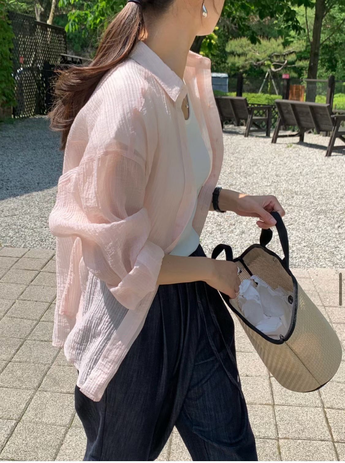 Crepe sunblock shirt