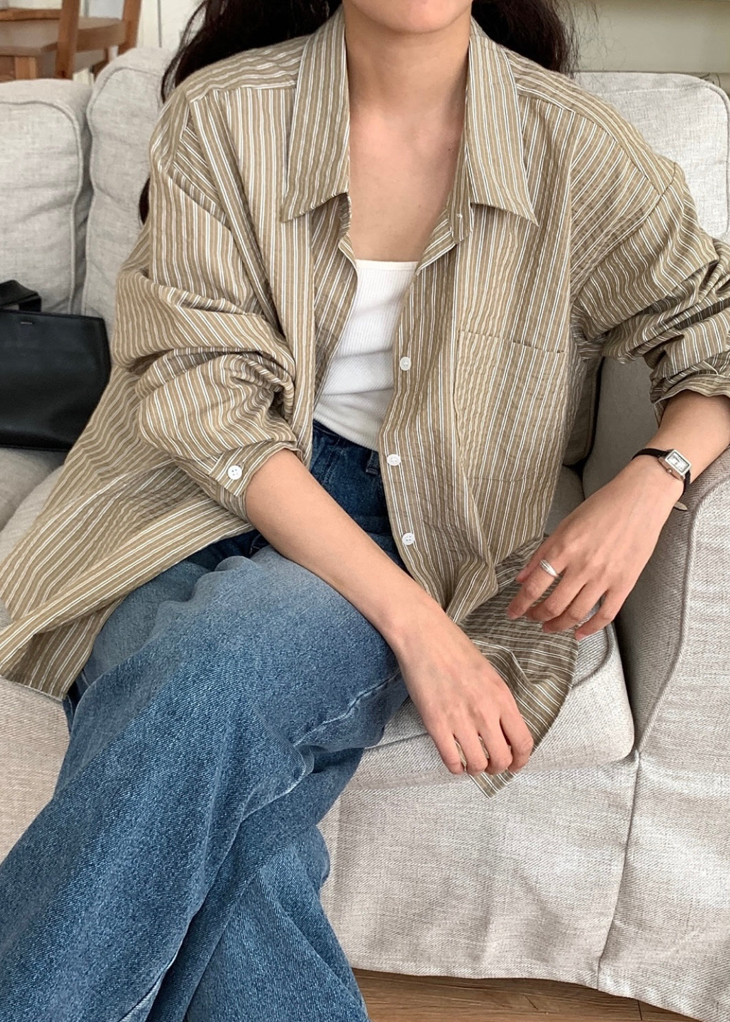 Mono stripes pocket shirt