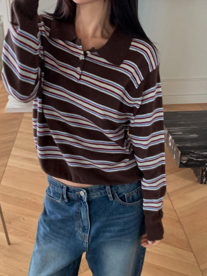Retro stripes knit polo