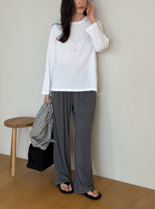 Wide straight drape pants