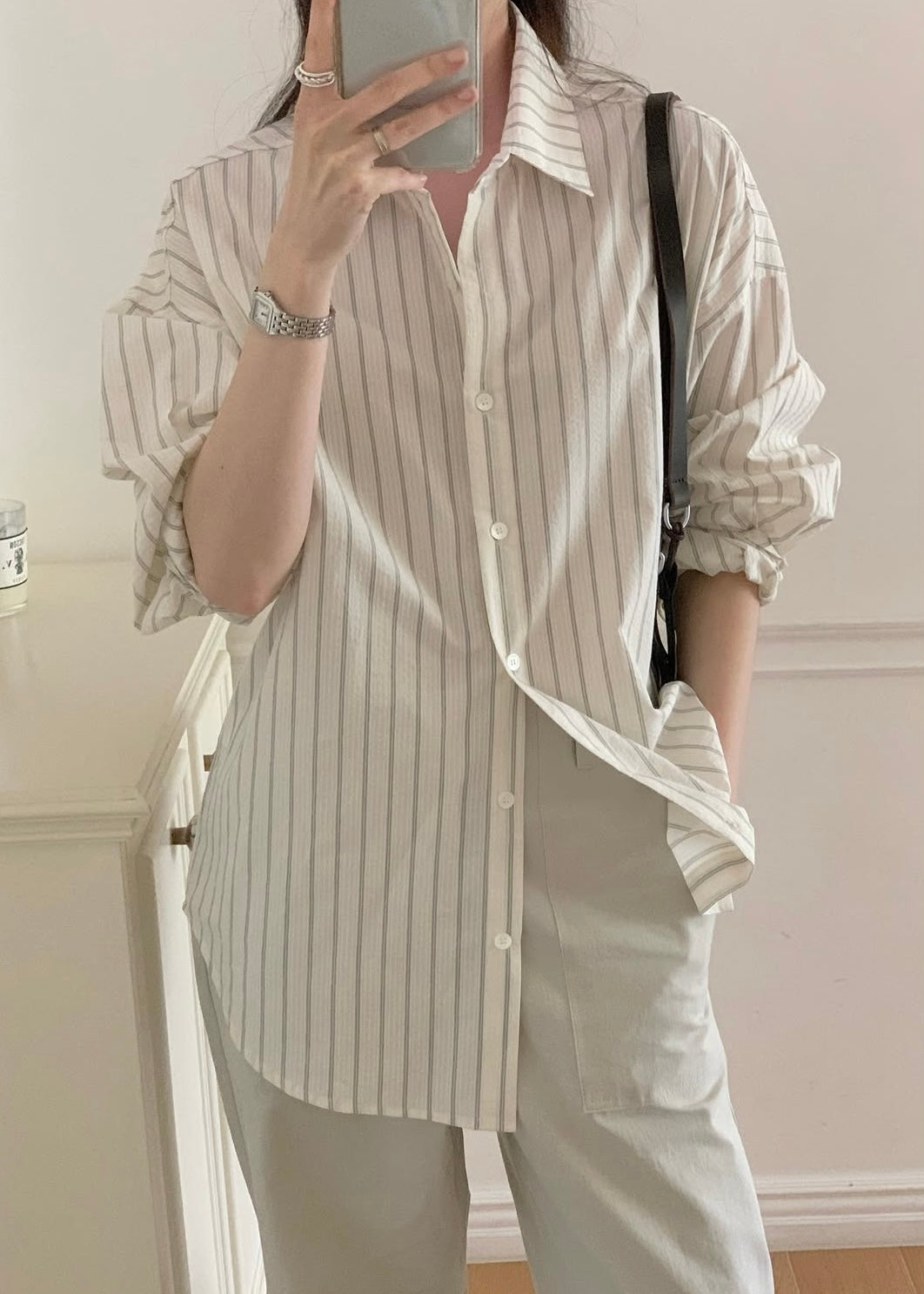 Oversized linen pattern shirt