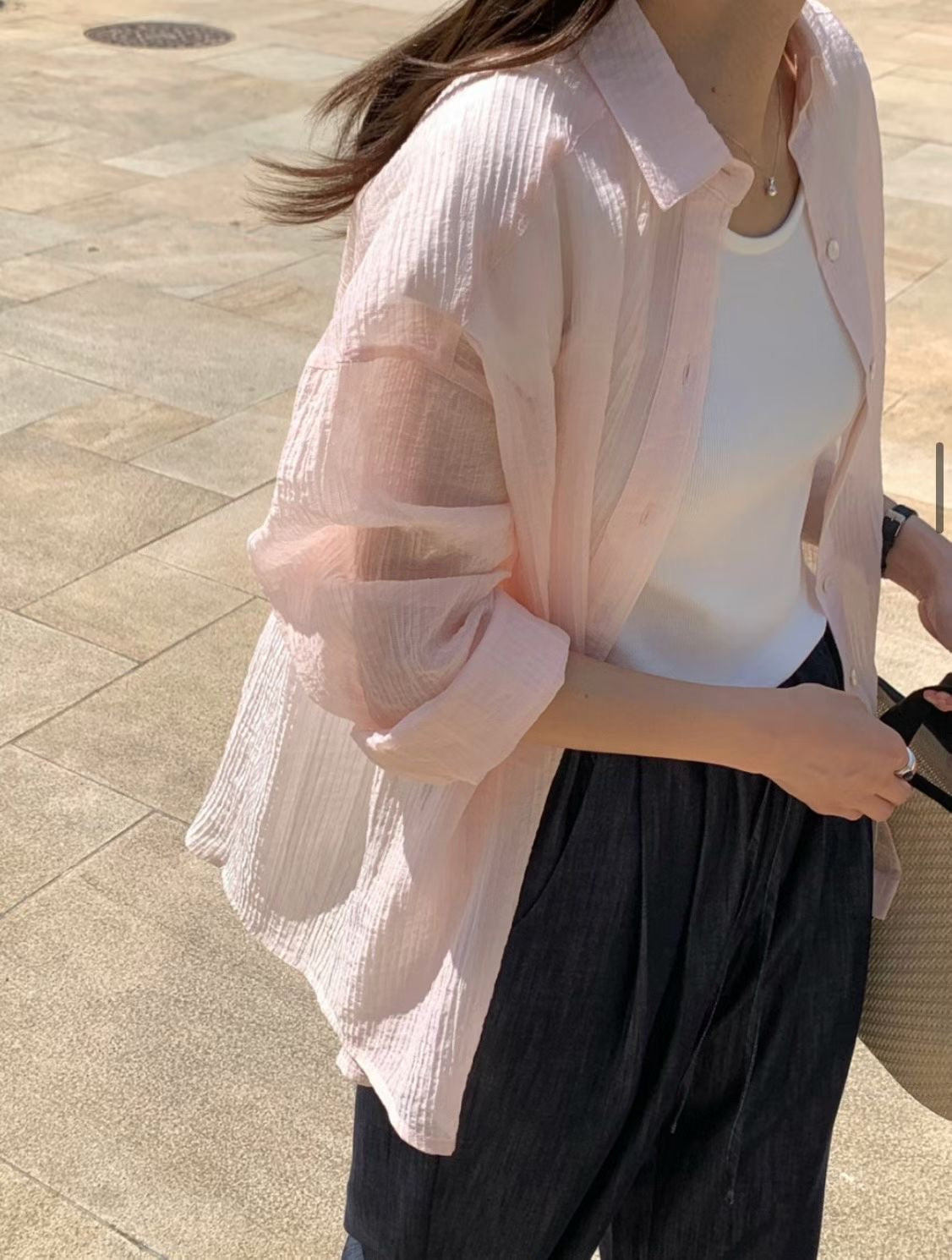 Crepe sunblock shirt