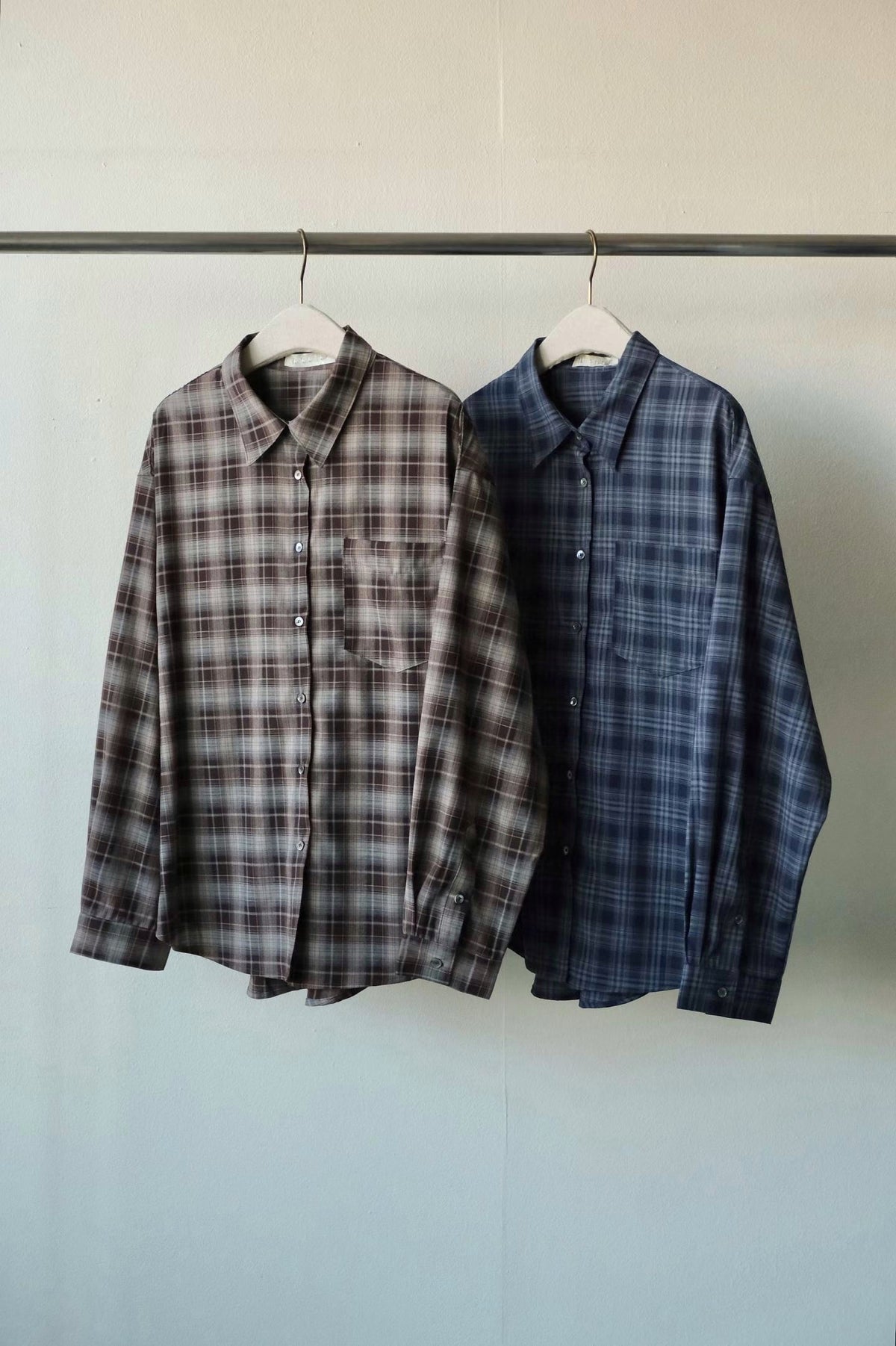 Silky printed checkers shirt