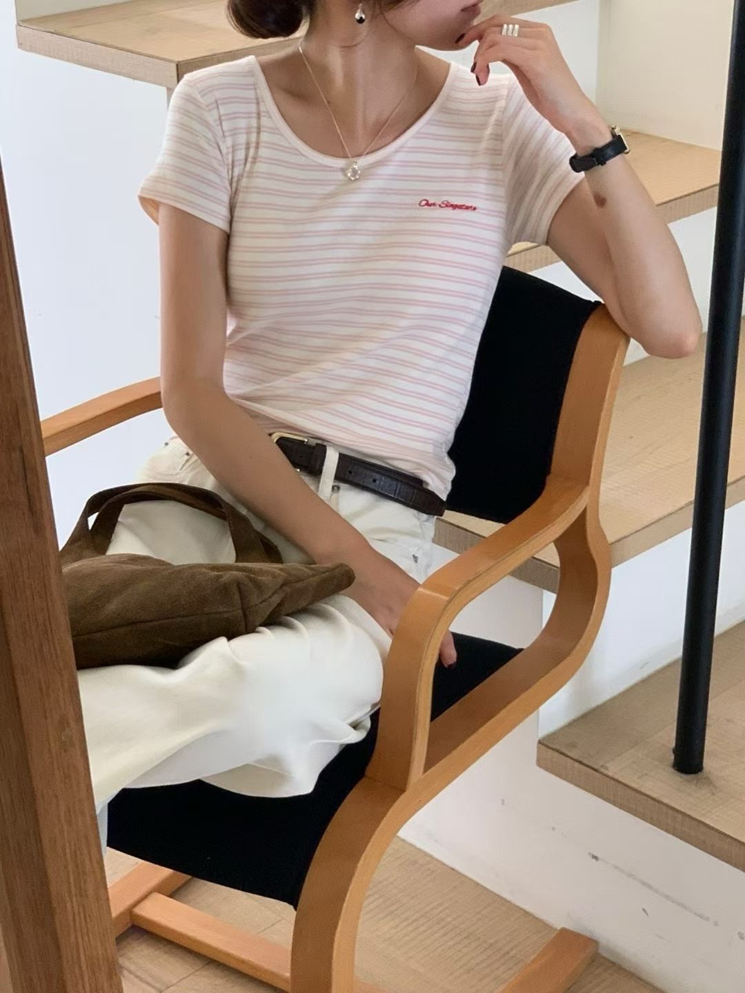 U-neck stripes mini tee