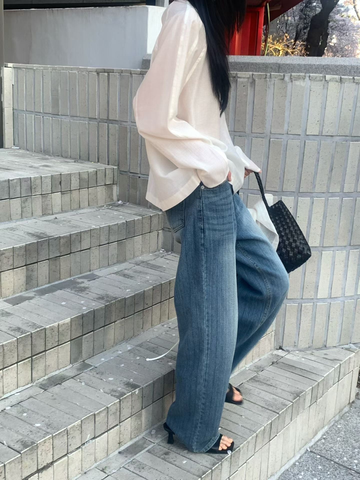 Bamboo pattern jeans