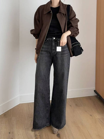 Stone washed dark jeans