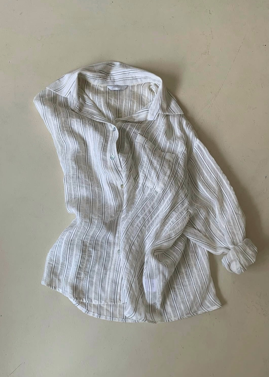 Linen airy stripes shirt