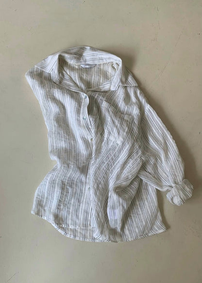 Linen airy stripes shirt