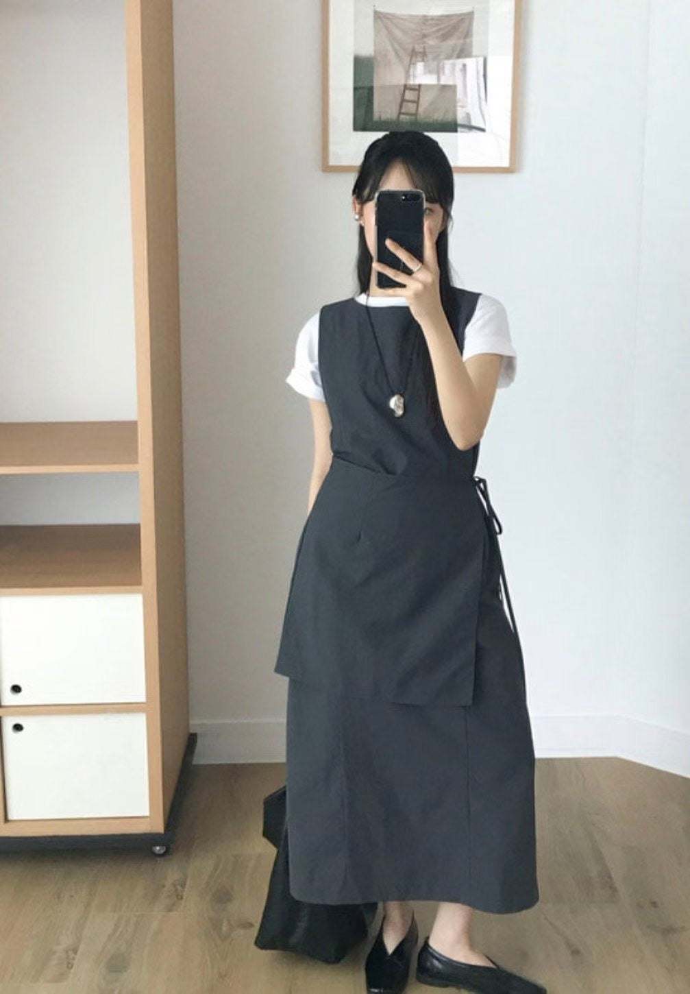 Apron layered sleeveless dress