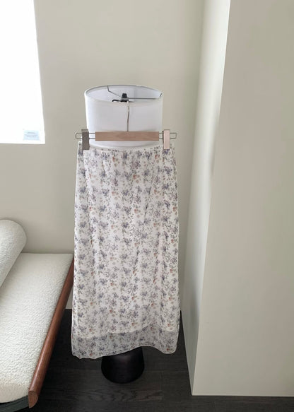 Floral layered straight skirt