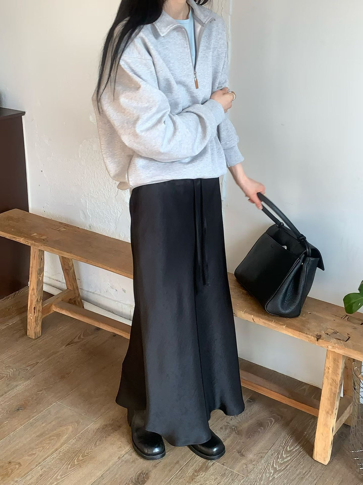Satin mini bell skirt