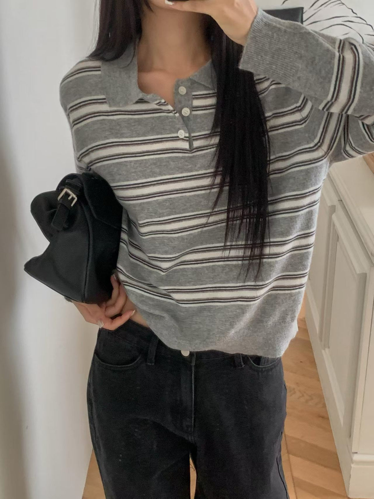 Retro stripes knit polo