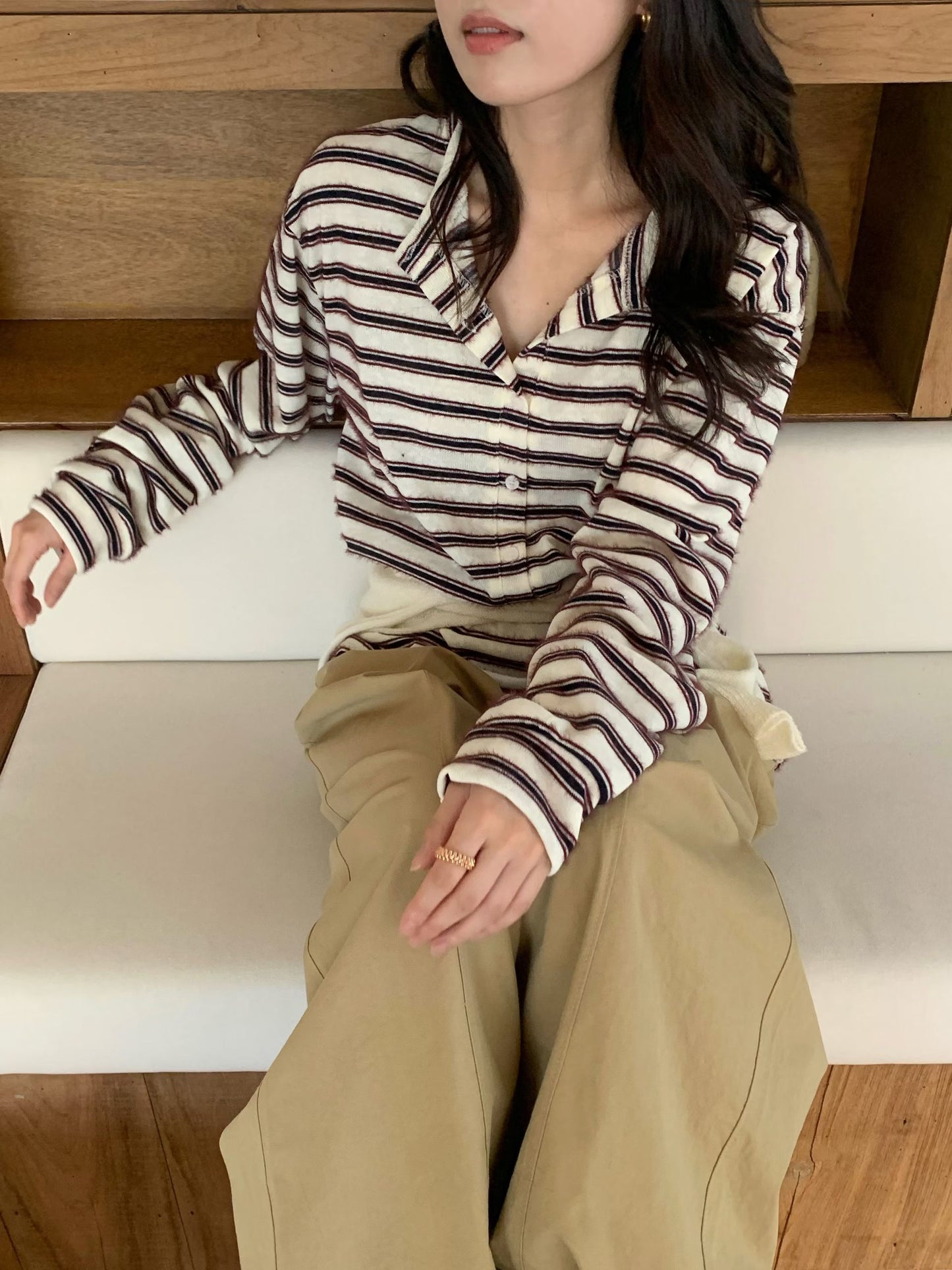 Fluffy stripes henry tee