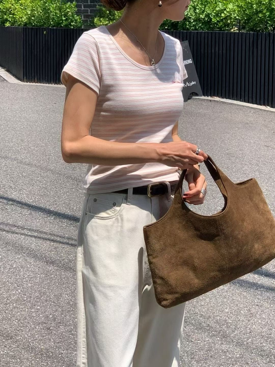 U-neck stripes mini tee