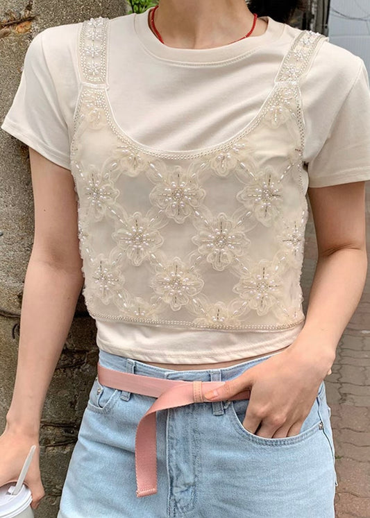 Beading trims tank top