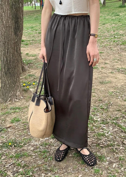 Satin lace-up skirt