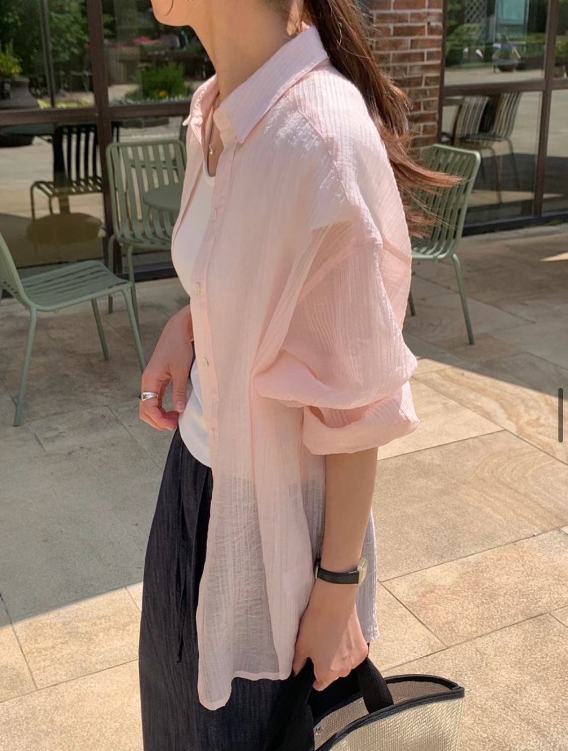 Crepe sunblock shirt