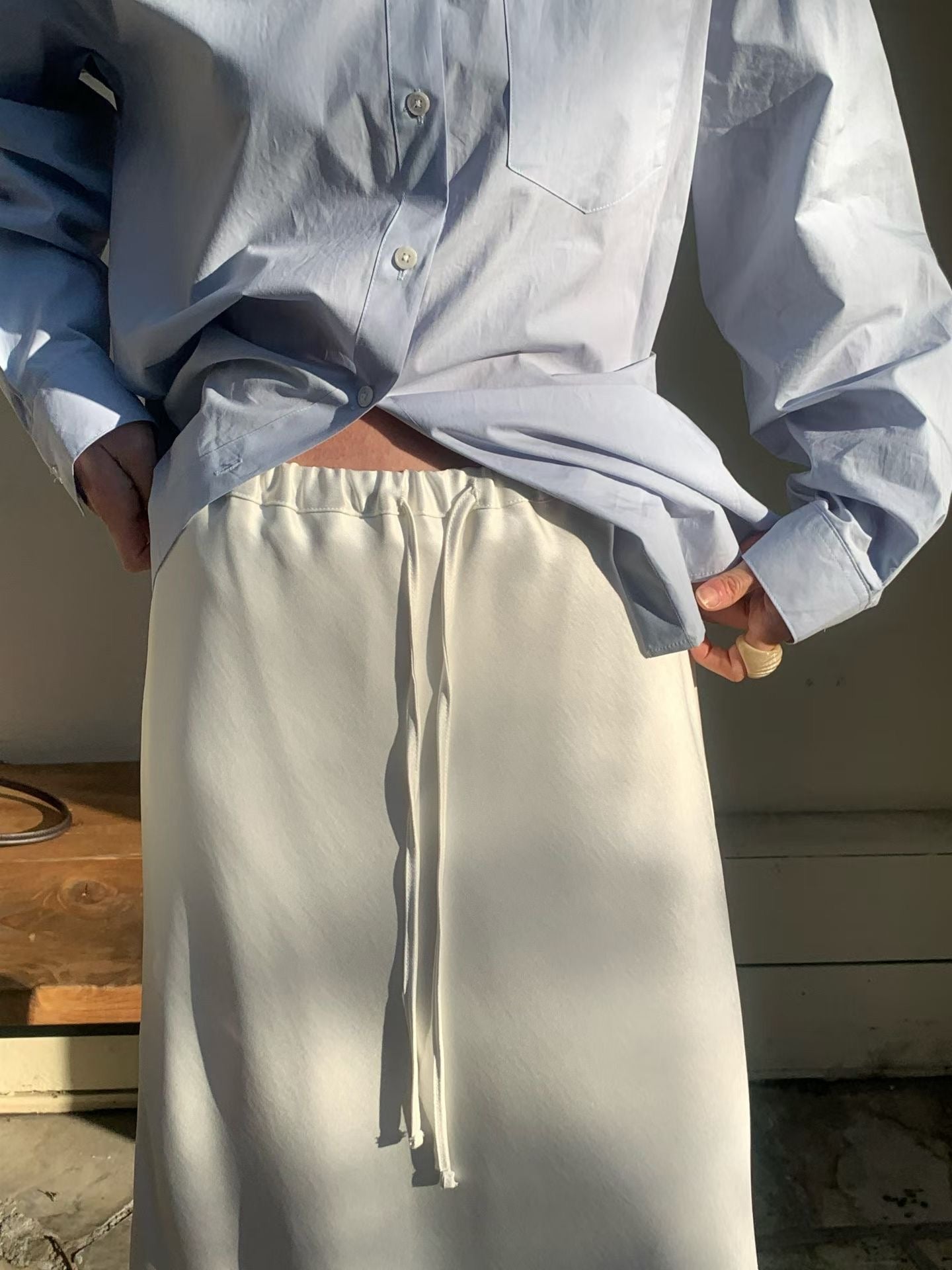 Satin mini bell skirt