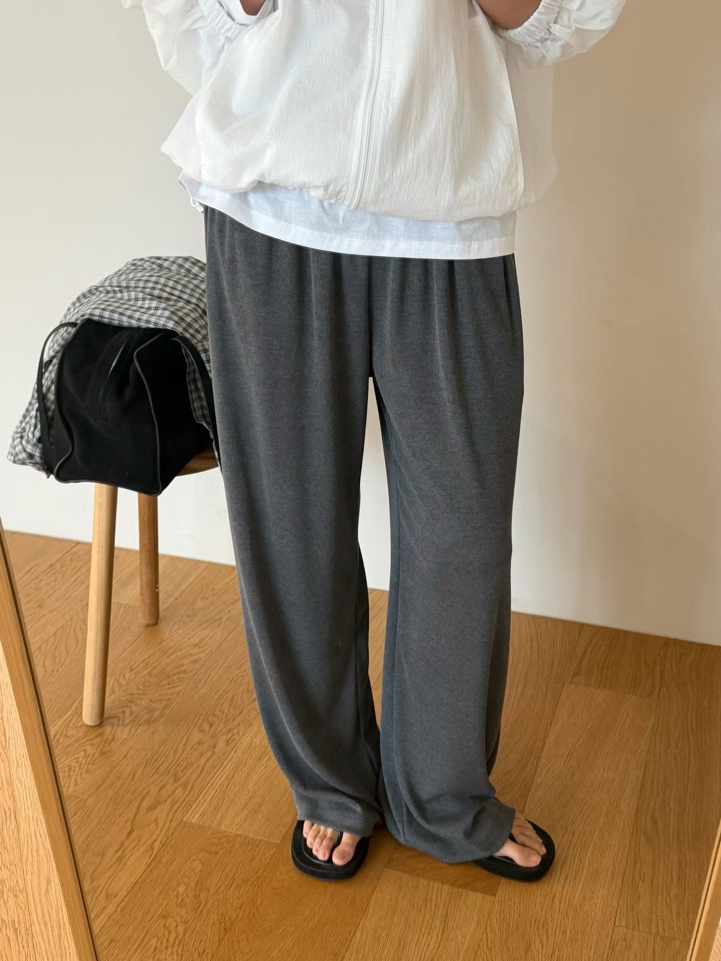Wide straight drape pants