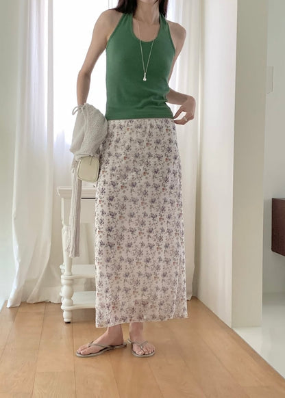 Floral layered straight skirt