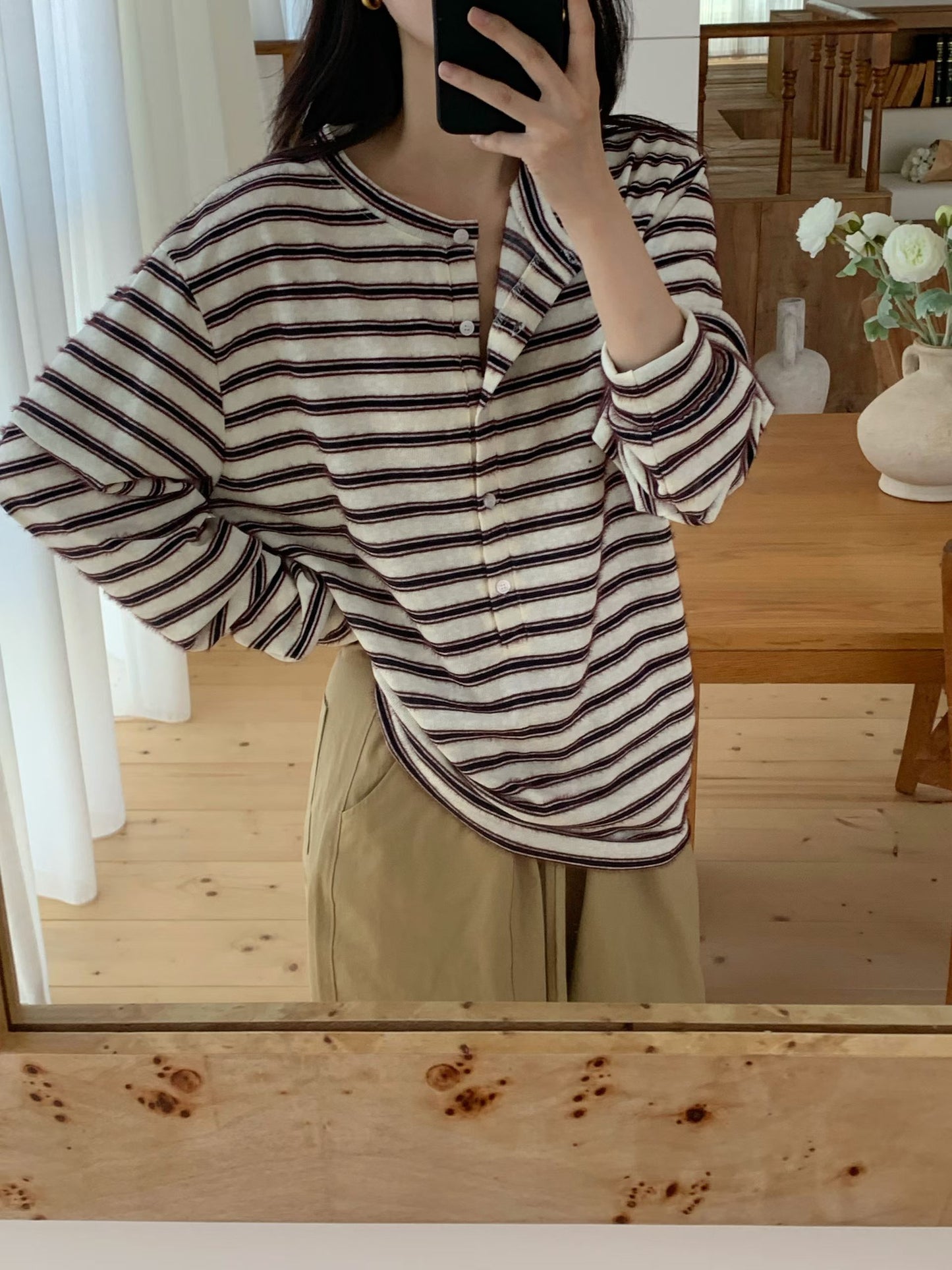 Fluffy stripes henry tee