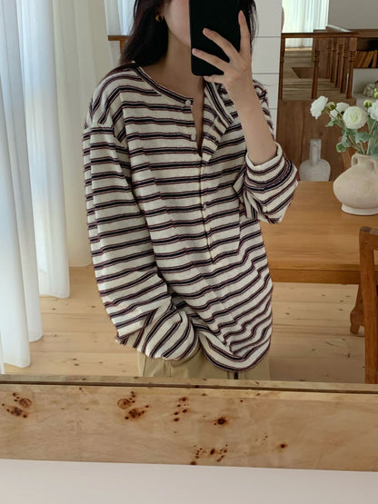 Fluffy stripes henry tee