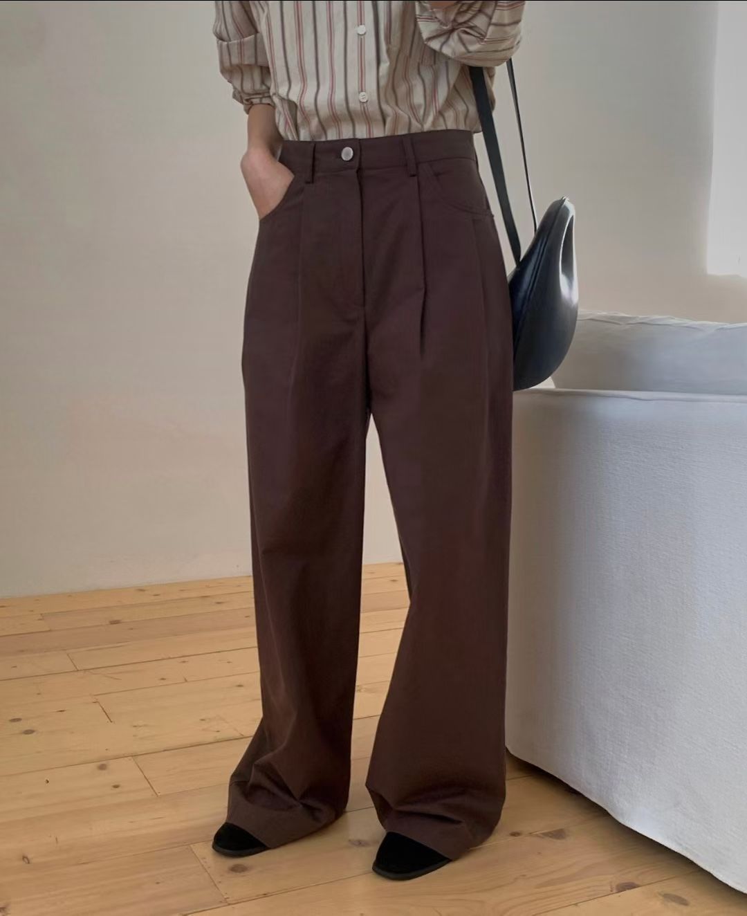 Double pleated loosen chino