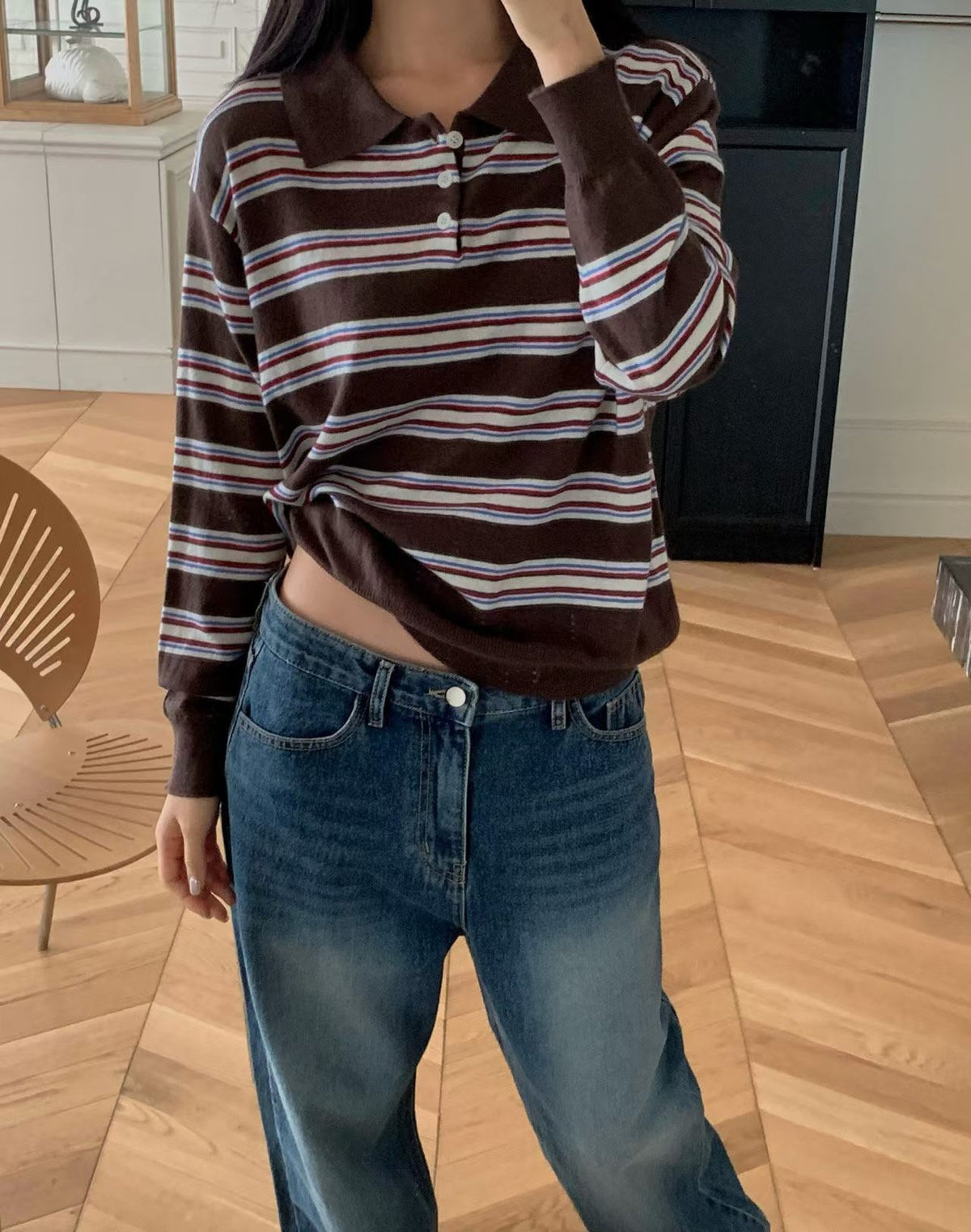 Retro stripes knit polo