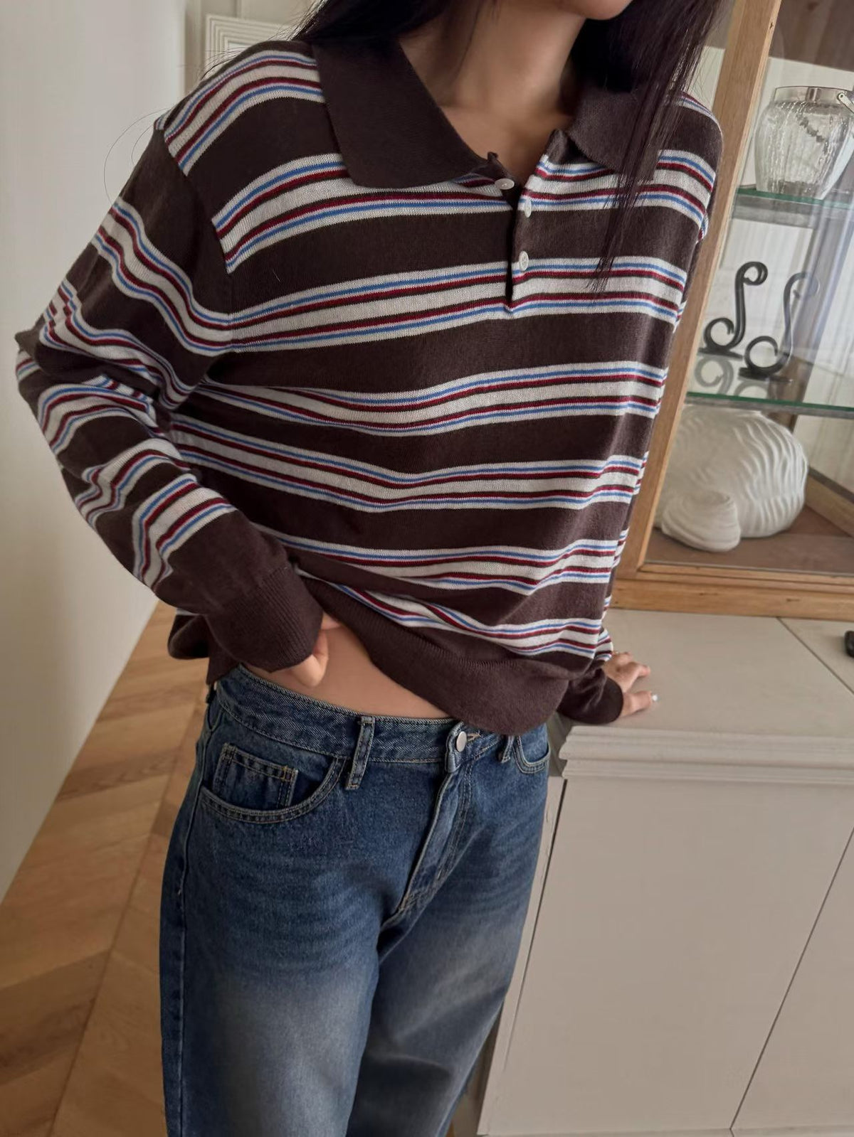 Retro stripes knit polo