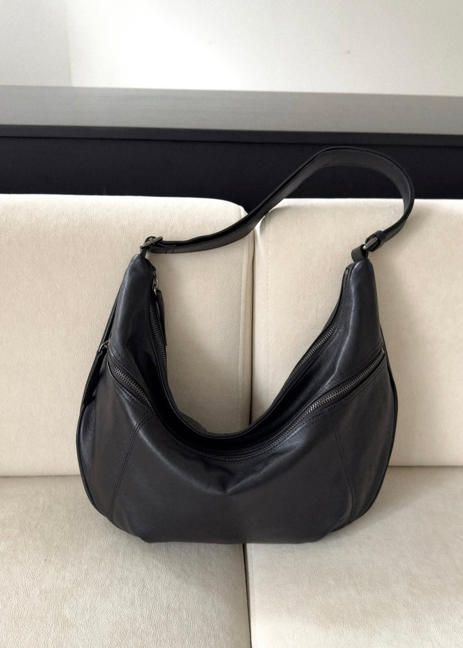 Half moon zip up bag