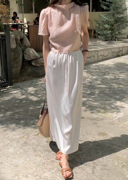 Satin lace-up skirt