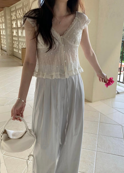 Crepe chiffon open blouse