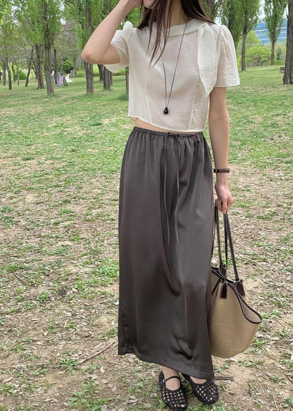 Satin lace-up skirt