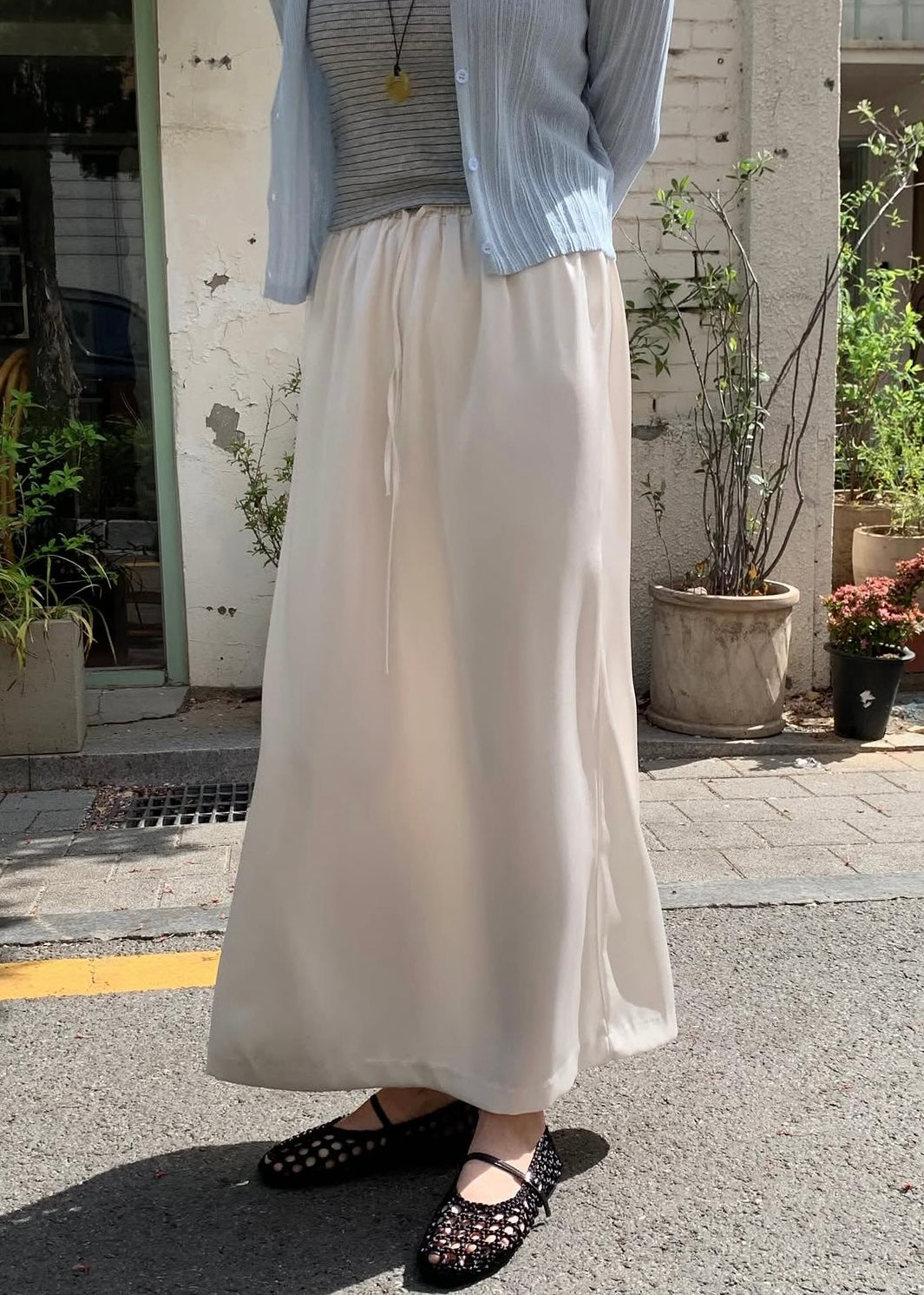 Satin lace-up skirt