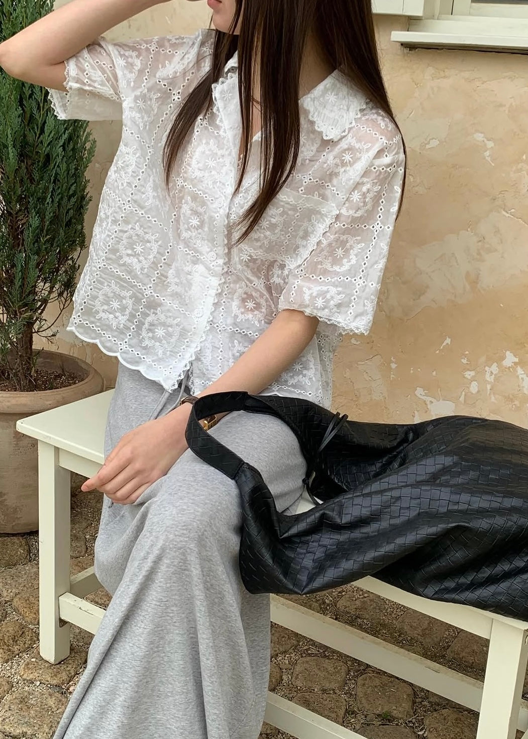 English embroidery resort shirt