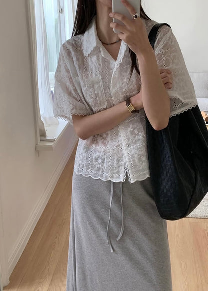 English embroidery resort shirt
