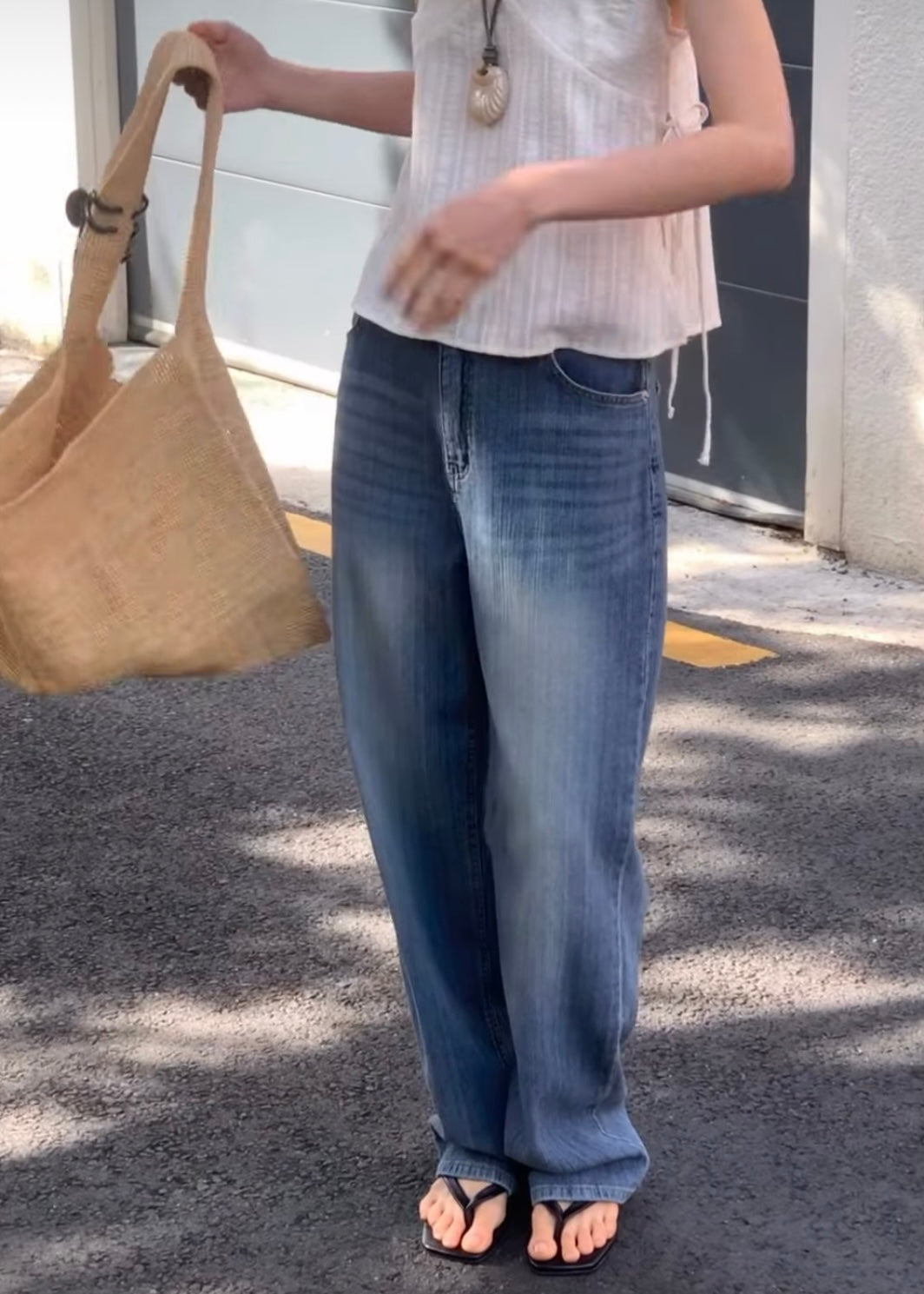 Bamboo pattern jeans