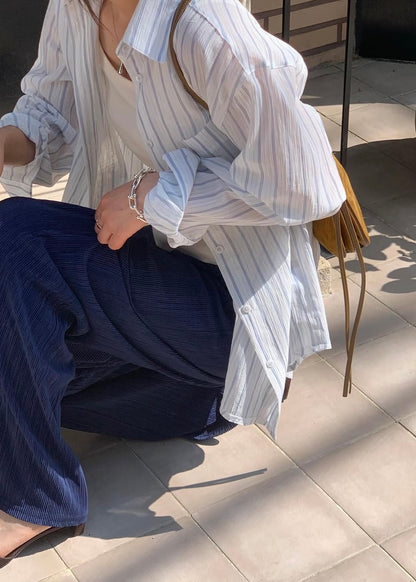 Breathable sunblock stripes shirt