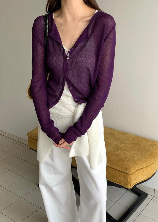 Crew neck rayon cardigan