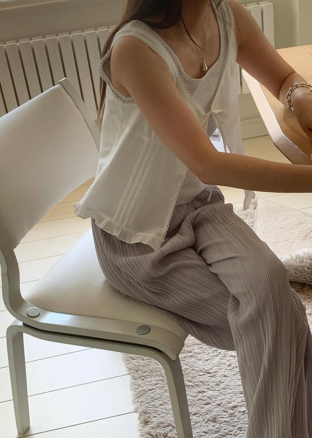 Pleated bell bottom pants