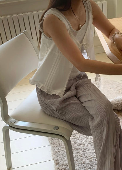 Pleated bell bottom pants