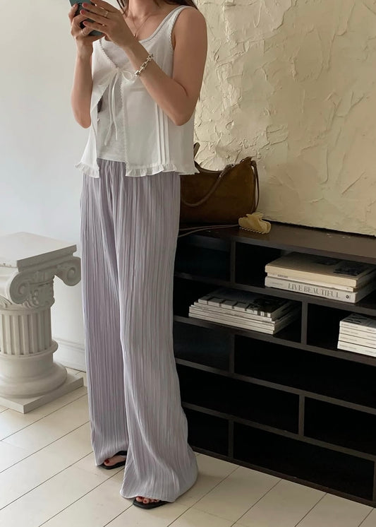 Pleated bell bottom pants