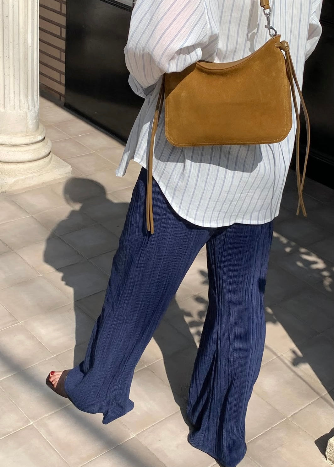 Pleated bell bottom pants