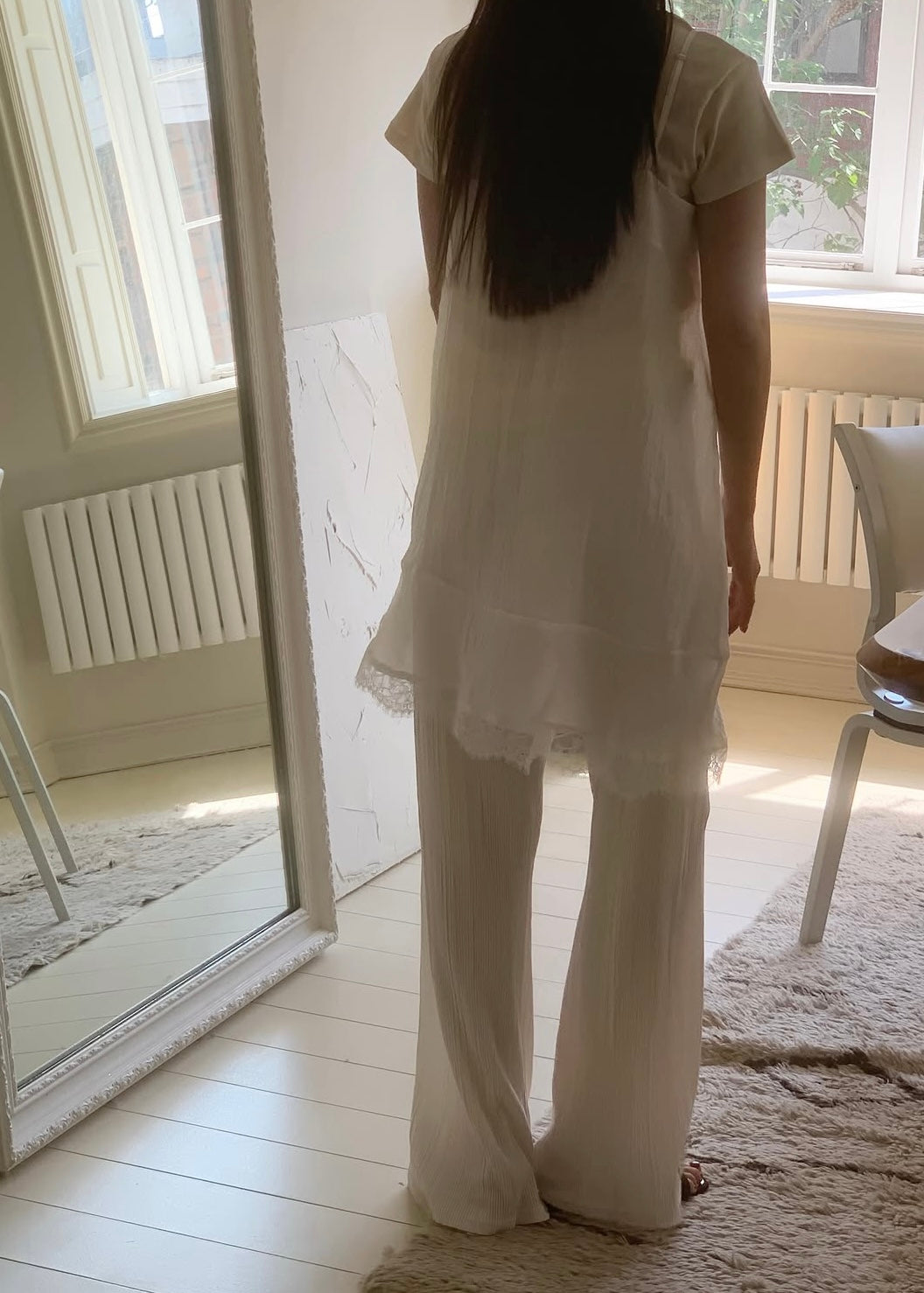 Pleated bell bottom pants