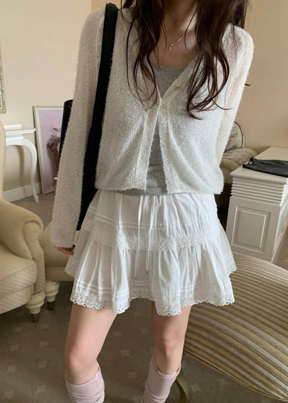 Ribbon lace mini skirt