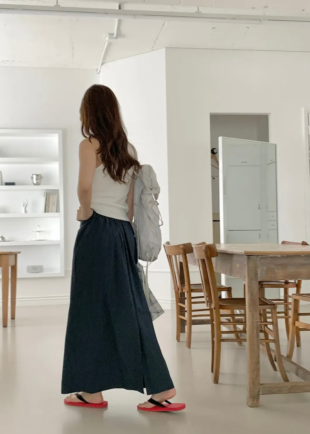 Nylon A-line skirt